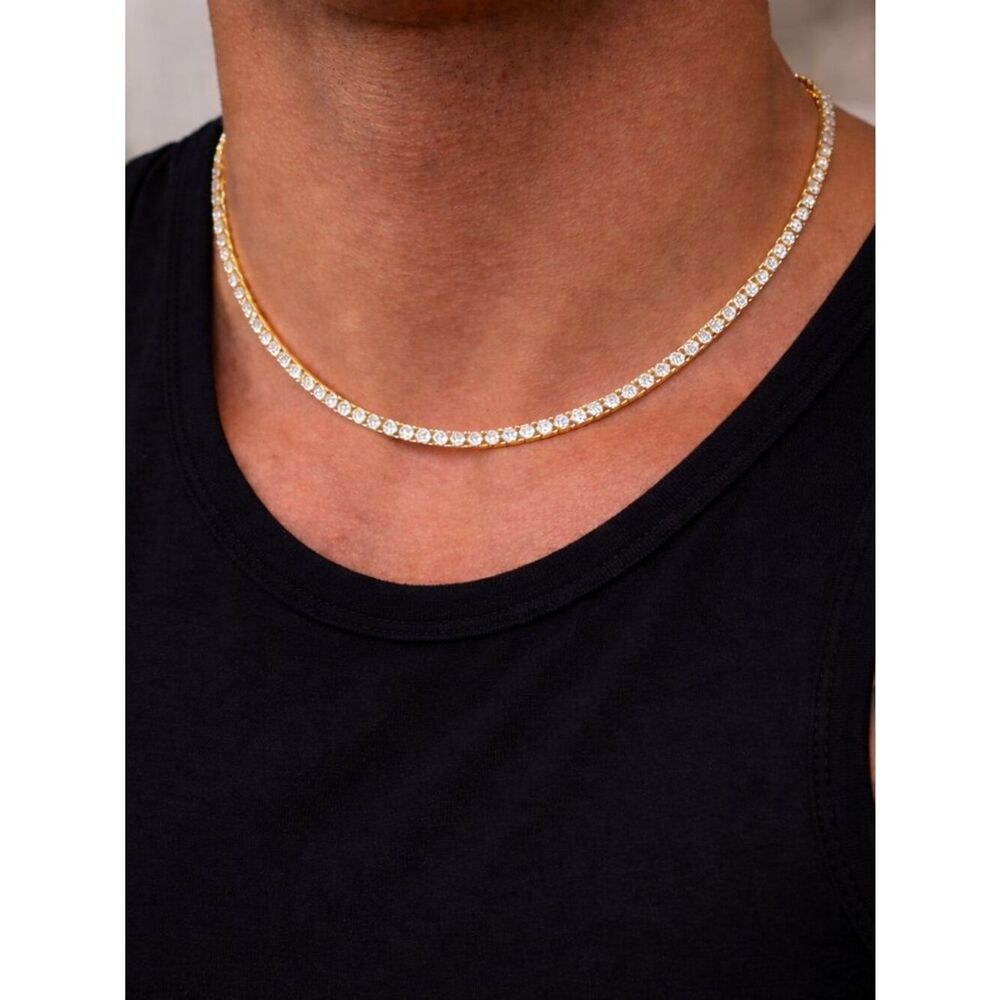 14k Gold Plated Micro Simulated Diamond Tennis Chain